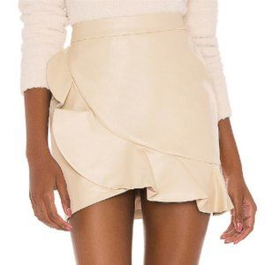 MAJORELLE Poseidon Leather Mini Skirt, bone white, size XS